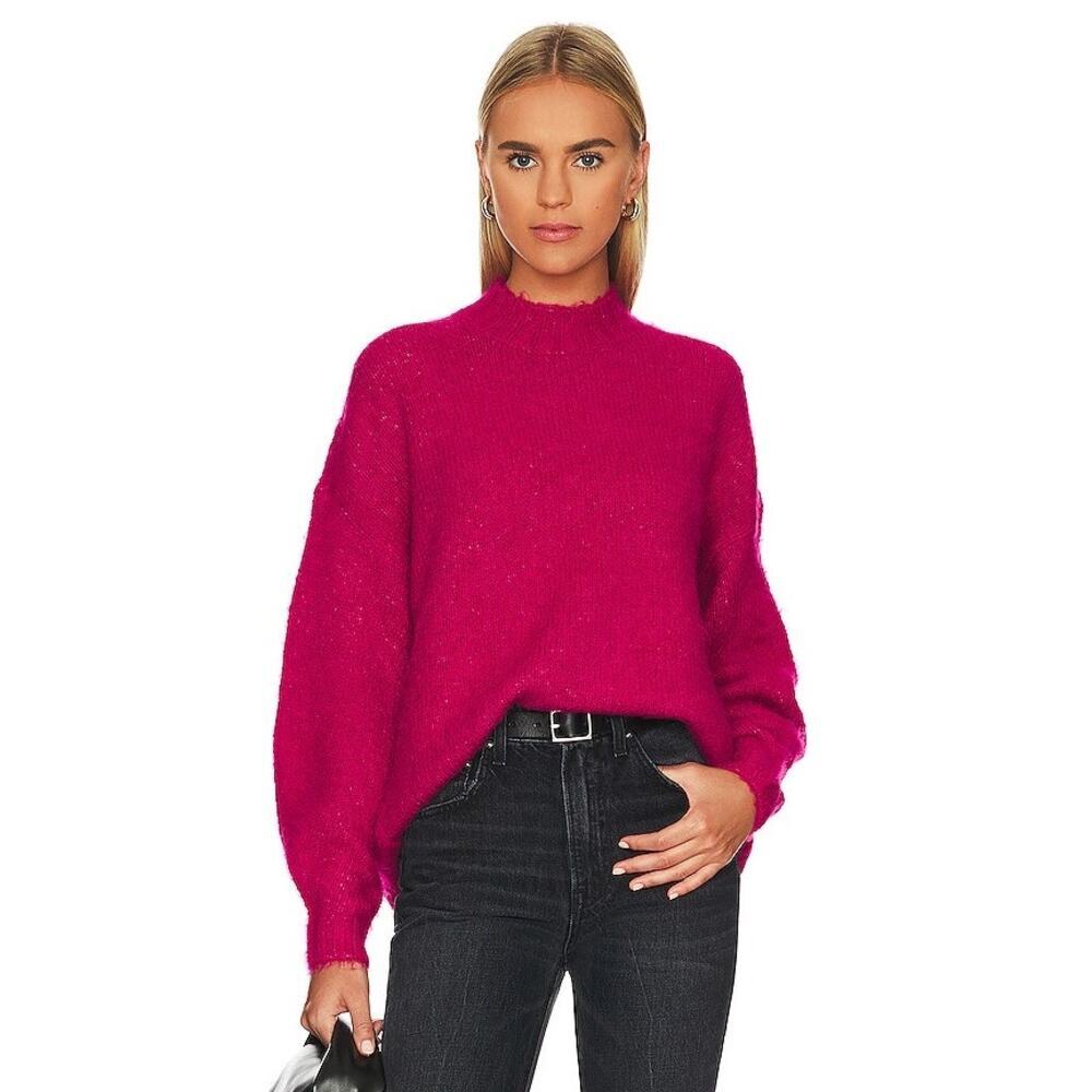 pistola Magenta Fuzzy Mock Neck Pullover